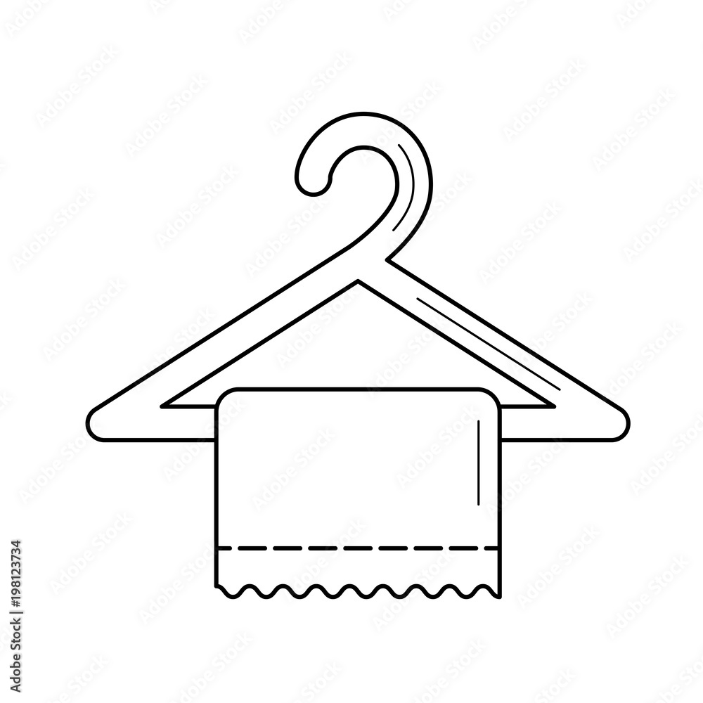 Towel hanger vector line icon isolated on white background. Towel line icon for infographic, website or app. Icon designed on a grid system. Towel hanger vector line icon isolated on white background. Towel line icon for infographic, website or app. Icon designed on a grid system.