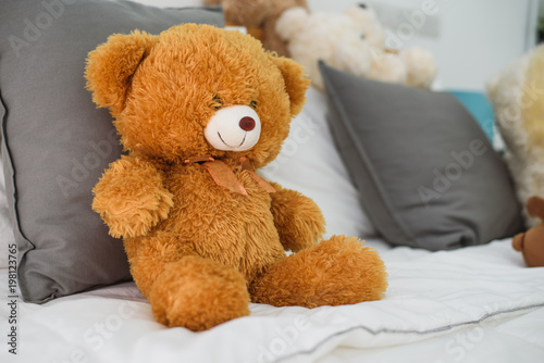 Teddy bear on the bed