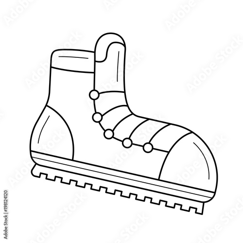 Mountaineering boots vector line icon isolated on white background. Mountaineering boots line icon for infographic, website or app. Icon designed on a grid system.