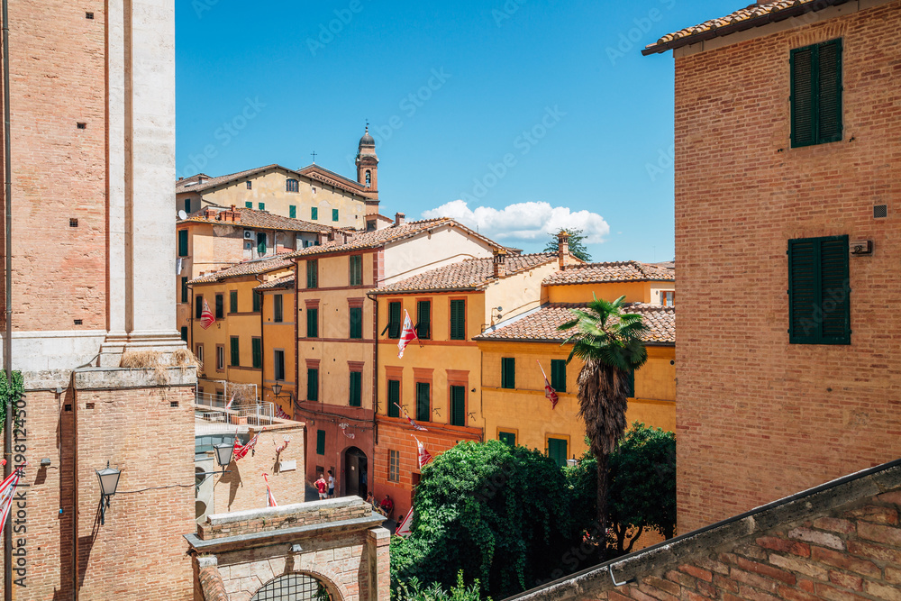 European colorful buildings in Siena, Italy