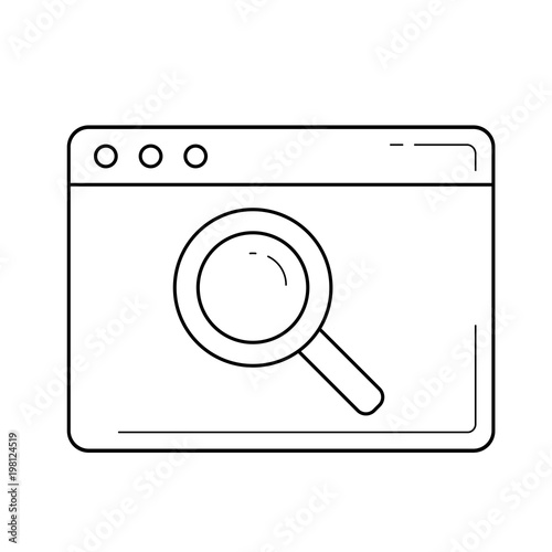 Browser research vector line icon isolated on white background