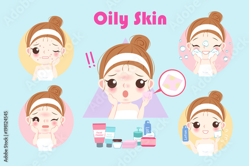 woman with oil skin