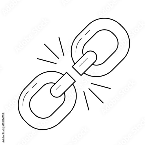 Broken link vector line icon isolated on white background. Chain break line icon for infographic, website or app.
