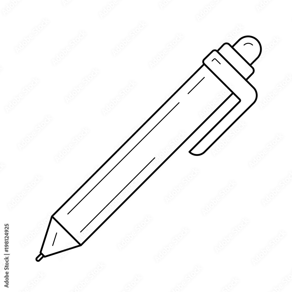 Fototapeta premium Pen ballpoint vector line icon isolated on white background. Pen ballpoint line icon for infographic, website or app. Icon designed on a grid system.