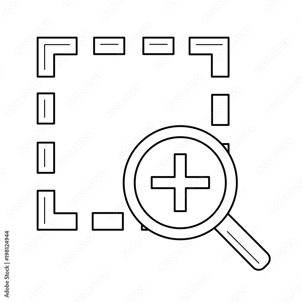 Zoom in vector line icon isolated on white background. Zoom in line icon for infographic, website or app. Icon designed on a grid system. Zoom in vector line icon isolated on white background. Zoom in line icon for infographic, website or app. Icon designed on a grid system.