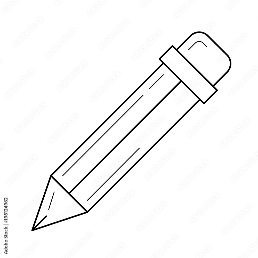 Pencil tool vector line icon isolated on white background Pencil tool vector line icon isolated on white background