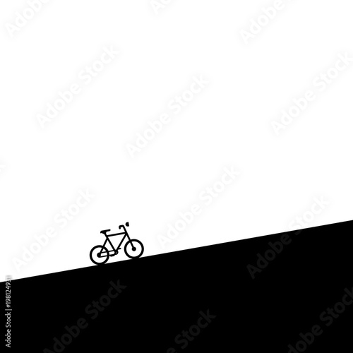 a tiny bike is drifting on slide ground. black and white concept. minimal design. copy space design. vector illustration.