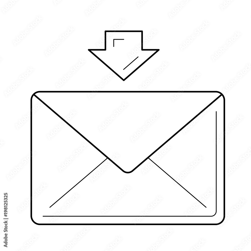 Receive message vector line icon isolated on white background Receive message vector line icon isolated on white background