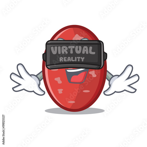 With virtual reality salami mascot cartoon style