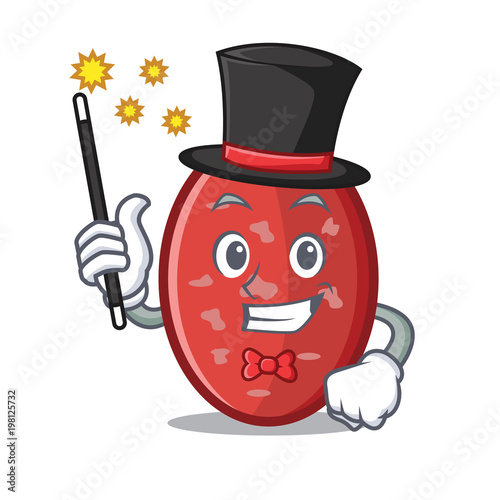 Magician salami mascot cartoon style