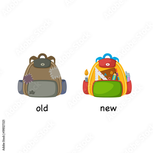 Opposite old and new vector illustration