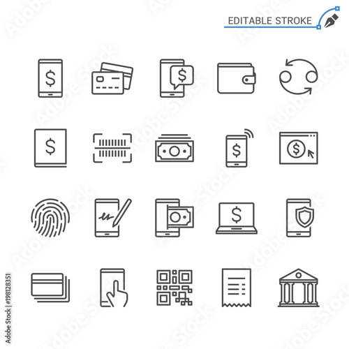 Internet banking line icons. Editable stroke. Pixel perfect.