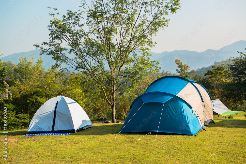 Tent on the grass green.