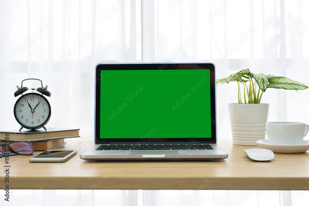 Computer laptop with blank screen