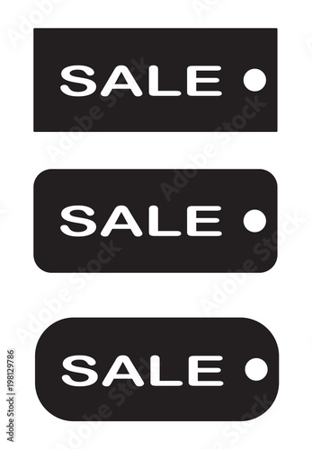 tags sale on white background. black tag sale sign. flst style. set tags sale symbol. photo