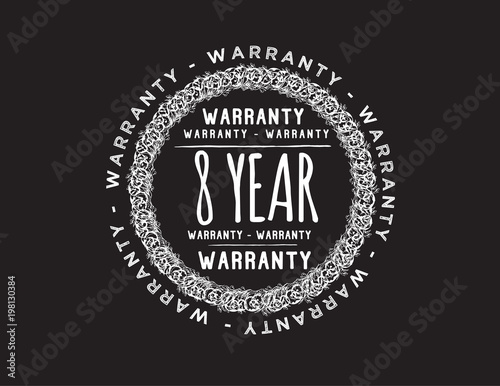 8 years warranty icon vintage rubber stamp guarantee