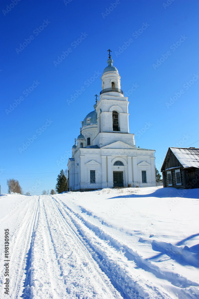 Christian church in the snow Christian church in the snow