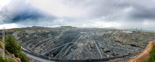 Panorama of a large magnesite quarry photo