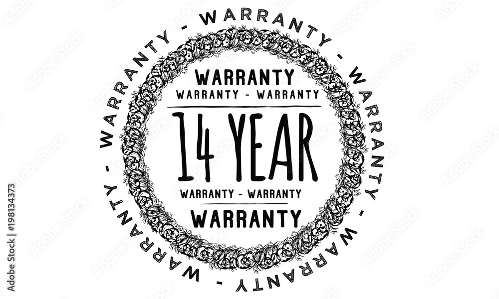 14 years warranty icon vintage rubber stamp guarantee