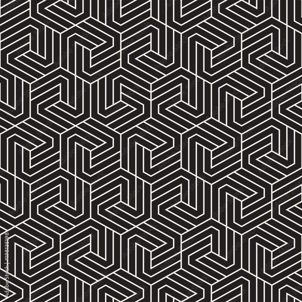 Vector seamless abstract shapes pattern. Modern stylish stripes texture. Repeating geometric tiles