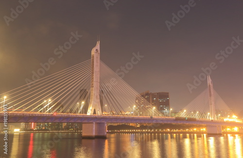 Donghu bridge river night cityscape China