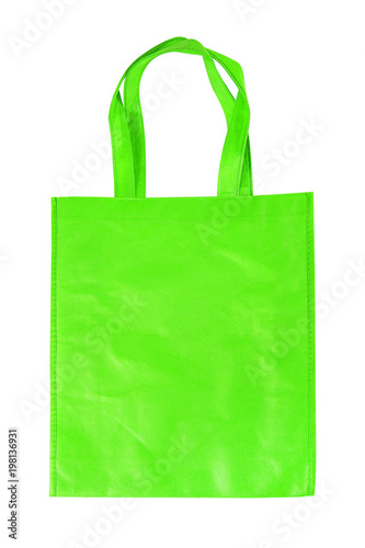 green shopping bag isolated on white background with clipping path