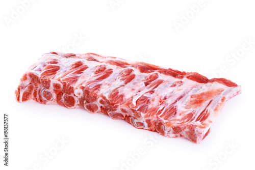 Fotografia Raw fresh pork ribs isolated on white background.
