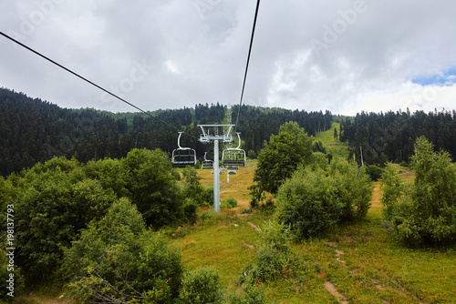 chairlift in ski resort.