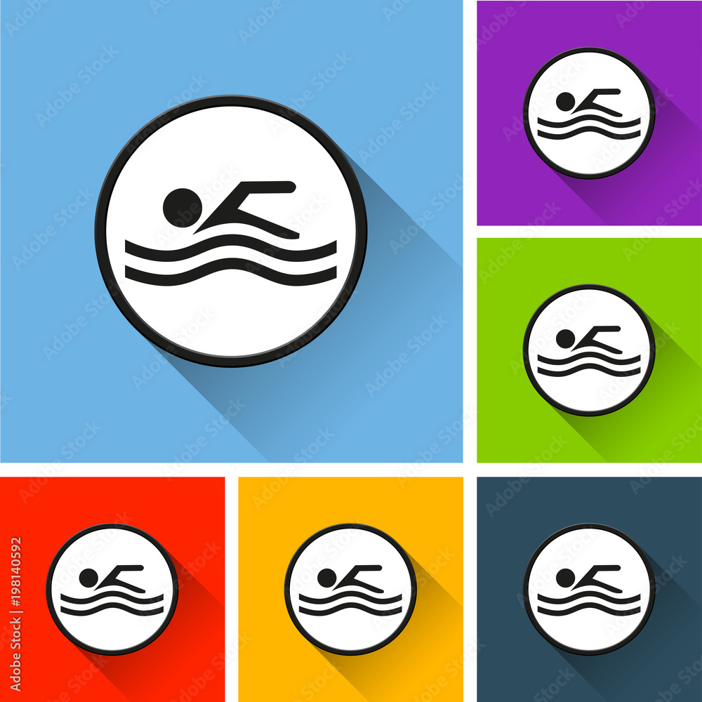swimming icons with long shadow swimming icons with long shadow