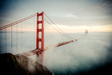 Canvas schilderij Golden Gate Bridge Golden Gate Bridge San Francisco baai  © Nick