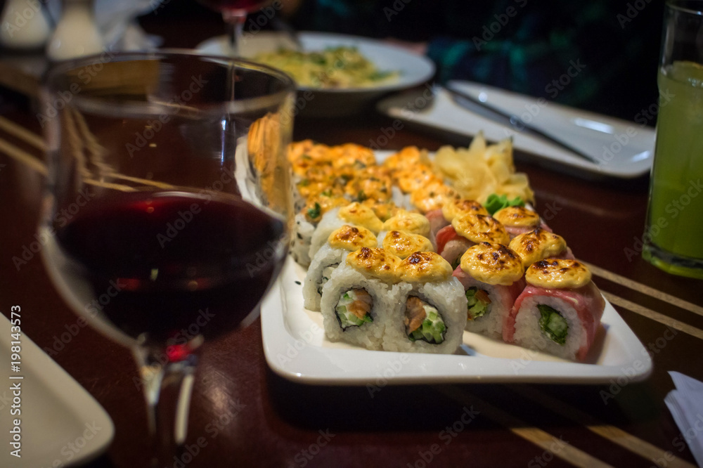 Rainbow Sushi Roll with salmon