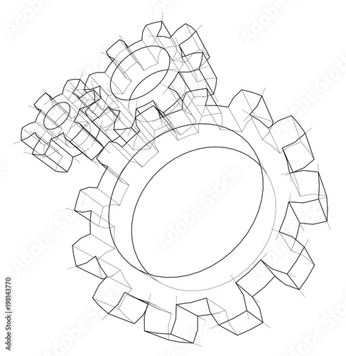 3D gear wheel. Vector