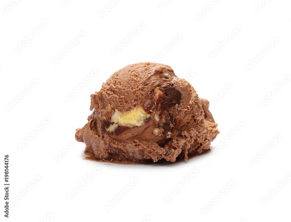 Chocolate ice cream ball, scoop isolated on white background Chocolate ice cream ball, scoop isolated on white background