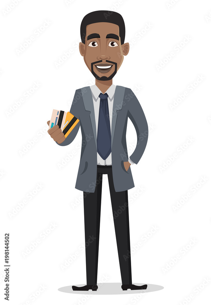 African American business man cartoon character