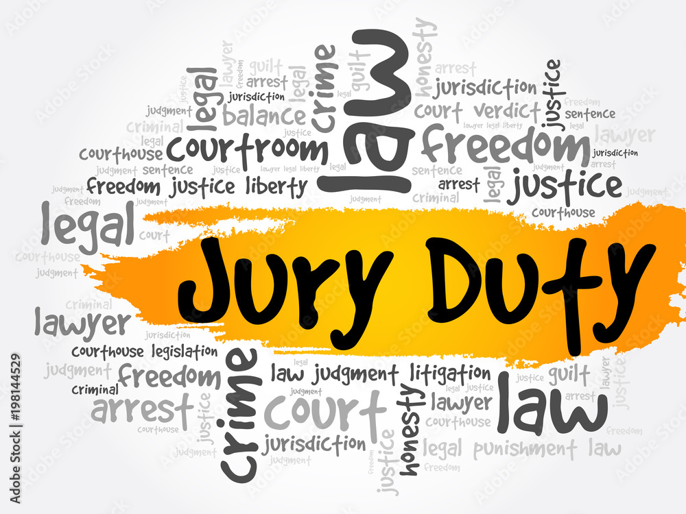 Jury Duty word cloud collage, law concept background Stock Vector ...