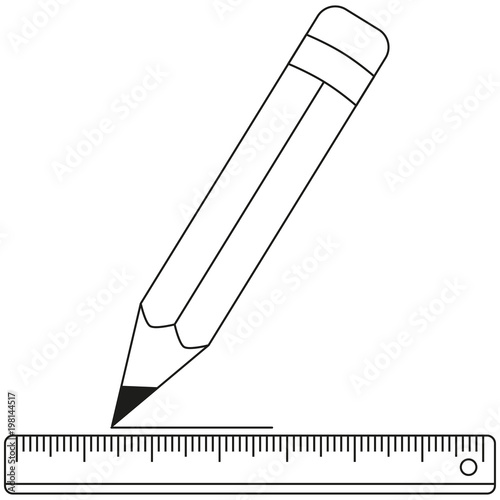 Line art black and white icon poster ruler