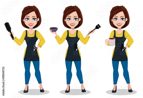 Hairdresser woman in professional uniform
