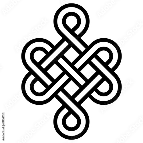 Mystical knot of longevity and health, sign  good luck Feng Shui, vector the infinity knot, health symbol tattoo