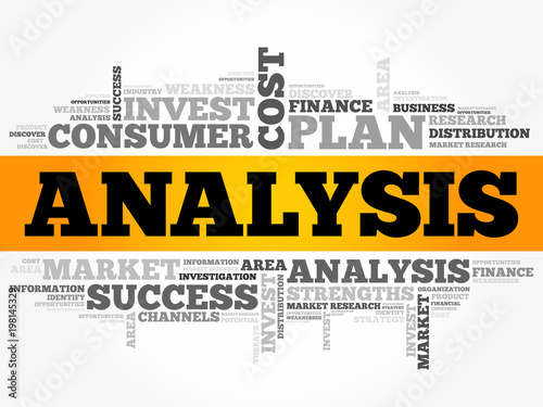 Analysis word cloud collage, business concept background
