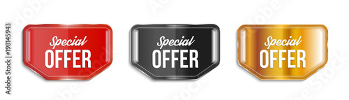 Special offer banners on transparent background. Vector illustration.