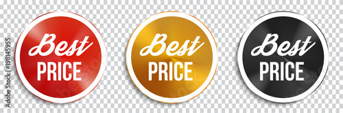 Best price circle banners on transparent background. Vector illustration.
