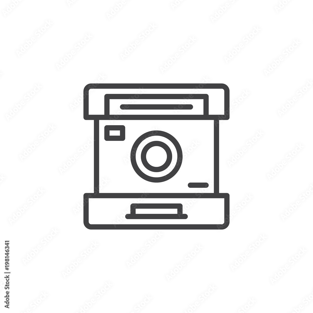 Instant camera outline icon. linear style sign for mobile concept and web design. Photo camera simple line vector icon. Symbol, logo illustration. Pixel perfect vector graphics
