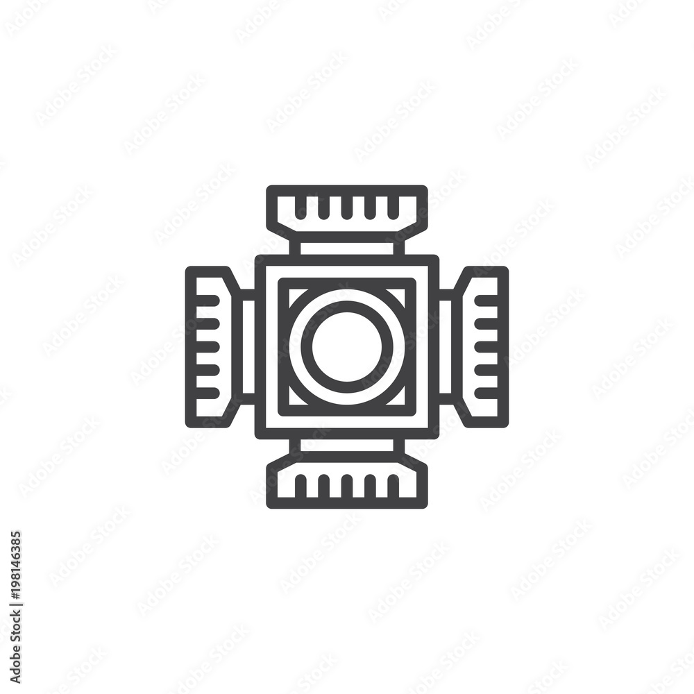 Digital camera cmos chip outline icon. linear style sign for mobile concept  and web design. CMOS ccd sensor simple line vector icon. Symbol, logo  illustration. Pixel perfect vector graphics Stock Vector