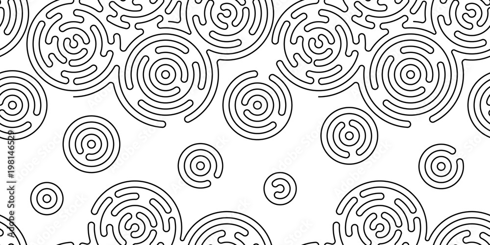 Monochrome doodle abstract seamless background with stroke line.