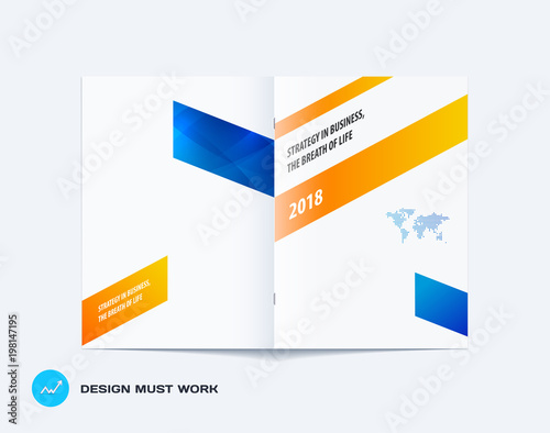 Abstract brochure design, modern annual report, centerfold cover, flyer in A4 with colourful arrows