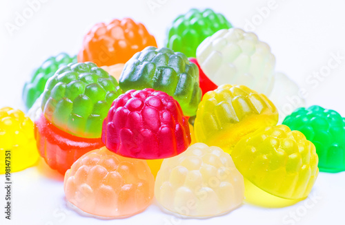 bunch of colorful jellybeans on white background