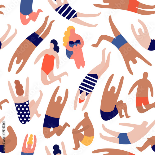 People on a beach. Seamless vector pattern