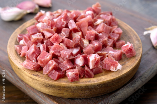 Raw ham tacos on kitchen table