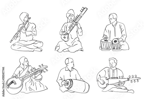 Vector silhouette of indian musician