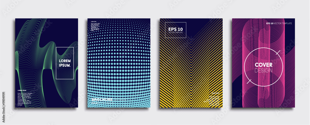 Vector cover designs. Future Poster template. Smartphone modern background set.